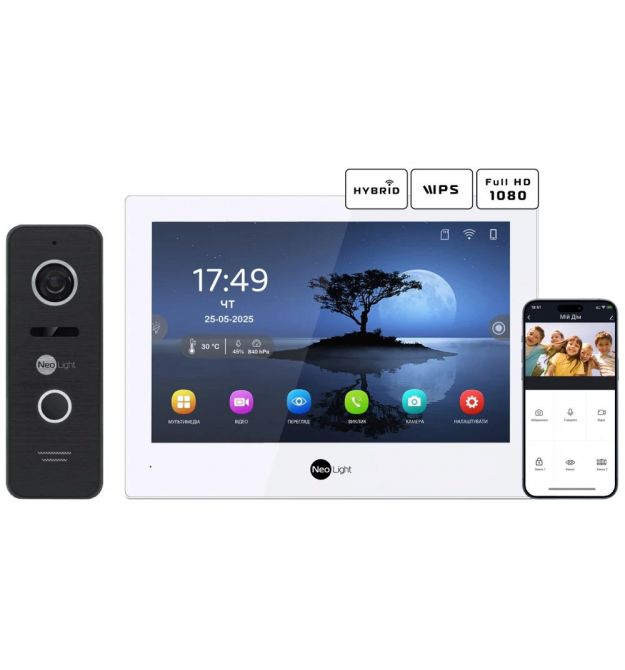 Комплект видеодомофона Neolight ALPHA Hybrid + PRIME FHD Black