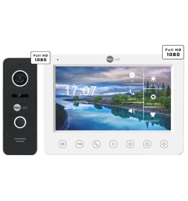 Комплект видеодомофона Neolight KAPPA+ HD WF + PRIME FHD Black с уголком