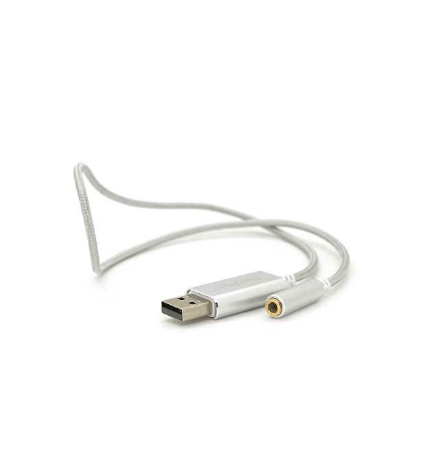 Перехідник для навушників VegGieg V-K202 USB2.0(M)-Jack3.5(F), Silver, Box