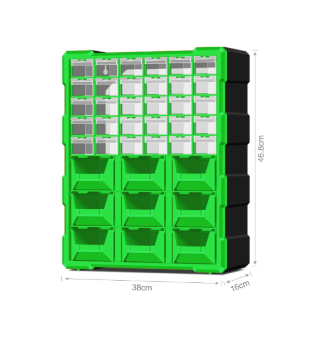 Скринька для зберігання деталей 39 осередків 46,8*38*16cм, осередки 2х-типів 15,3*5,4*3,6см та 15,5*10,2*7,1см
