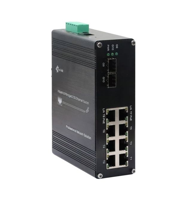 PoE-комутатор 14-портовий керований L2+ ETH-IMC608MP гігабітний з 8 портами PoE, 240W