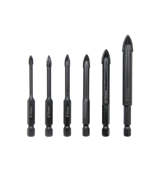 Набір свердел YOSO універсальних 4 5 6 8 10 12мм (по бетону, цегли, дереву, склу та кераміці, карбід вольфраму)