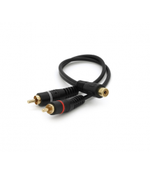Кабель RCA (мама) - 2хRCA (тато), CU, круглий, Black, 0,2 м, (Пакет) Q250