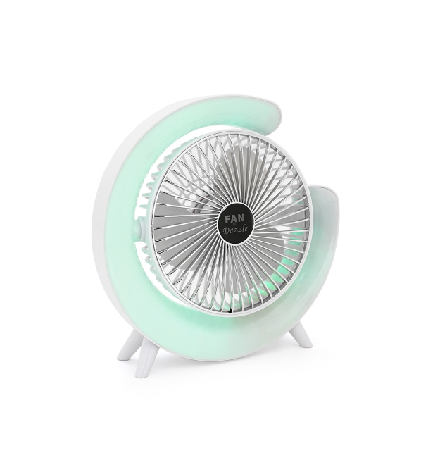 Портативний настільний вентилятор YT-1713, R-160mm, 3 режими швидкості+5 режимів підсвічування, вбудований акумулятор, Mix Color