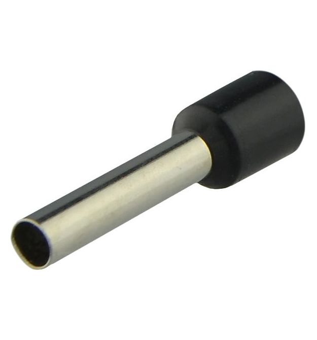 Втулочный наконечник с изоляцией E6-12 черный (100шт)