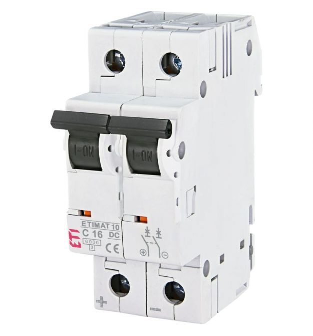 Автоматический выключатель ЕТІ ETIMAT 10 DC 2p C 16A (6 kA)