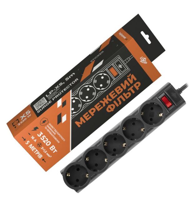Мережевий фільтр PREMIUM LP-X5 5 м Black (3520Вт)