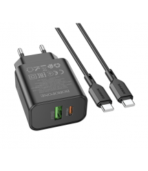 Набір BOROFONE BA88A СЗУ USB+Type-C+ кабель Type-C, PD20W+Q3.0, 1м, Black, Blister