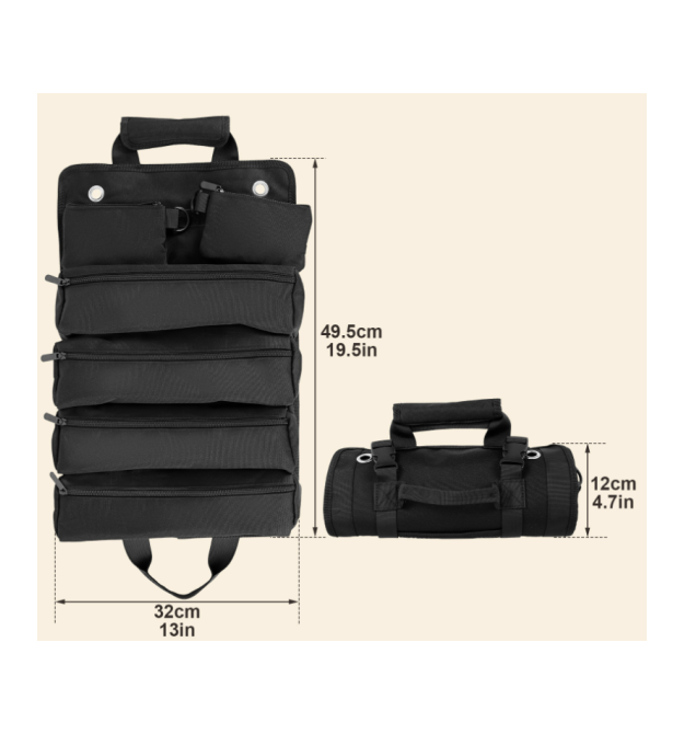 Органайзер-сумка (рулонного типу) 6-вічок(на змійках), 49,5*32см, чорний