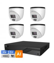 IP-Video-Single Set на 4 TVT-Video Kit 4x4MP (T) POE: 4 купола 4 Мп