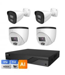 IP-Video-Single Set из 4 TVT-Video Kit 4x4MP (T-B) POE: 2 купола 4 Мп от