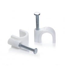 Скоби 4мм для кріплення кабелю (100 шт - уп), круглі, білі