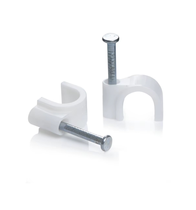 Скоби 4мм для кріплення кабелю (100 шт - уп), круглі, білі