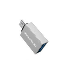 Перехідник Borofone BV2 USB2.0(F) - Micro(M), Silver, Blister