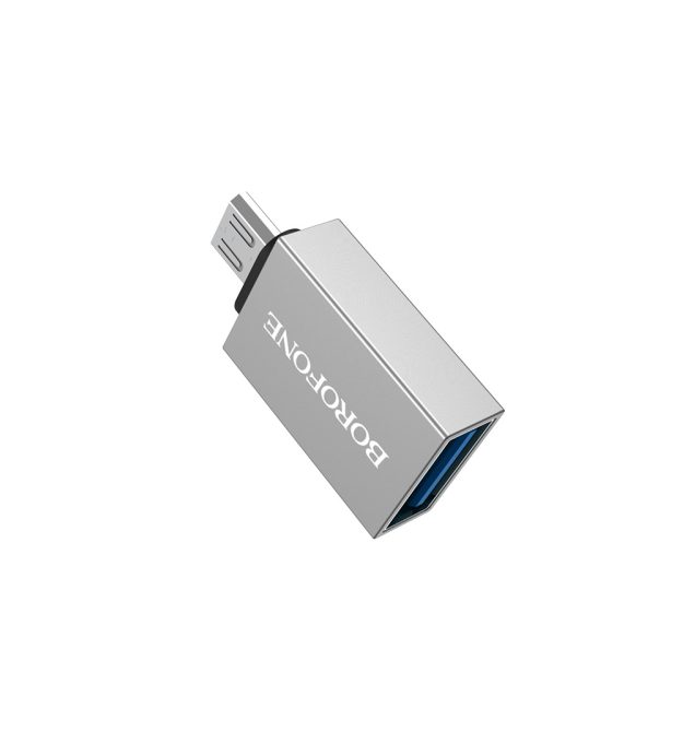 Перехідник Borofone BV2 USB2.0(F) - Micro(M), Silver, Blister
