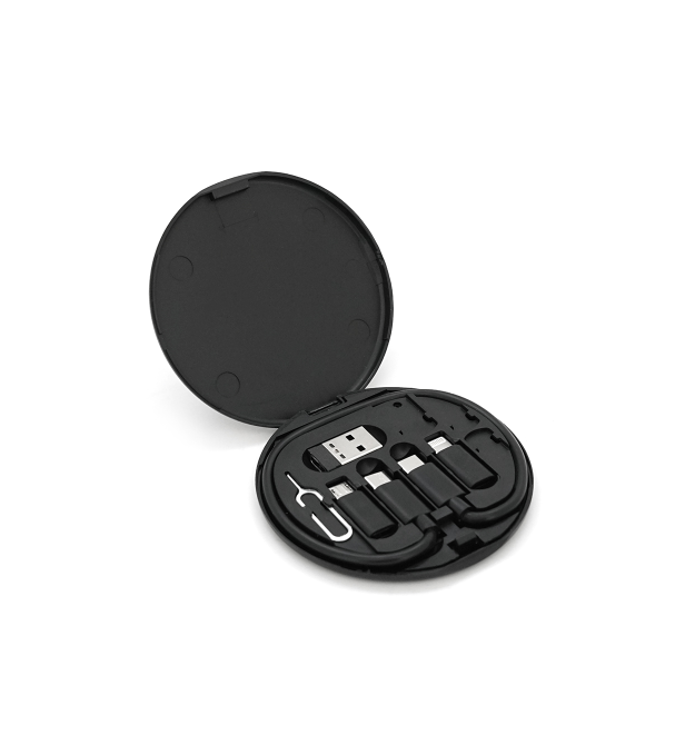 Кабель Data Cable Set, Type-C-Type-C+ перехідники (USB+Lighting+Micro), 60W, Black, довжина 0.2м, Case
