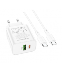 Набір BOROFONE BA88A СЗУ USB+Type-C+ кабель Type-C, PD20W+Q3.0, 1м, White, Blister