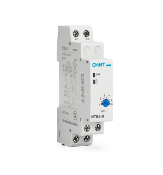 Реле часу CHINT NTE8B120S, на DIN-рейку, затримка вмикання-12с-120с, Ue - le: AC-15 240В - 0,75А, -5С~+40С, 93х66,5х18,5 мм