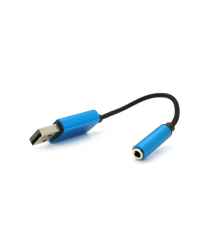 Перехідник для навушників KIN KY-210 USB2.0(M)-Jack3.5(F), Blue, Box