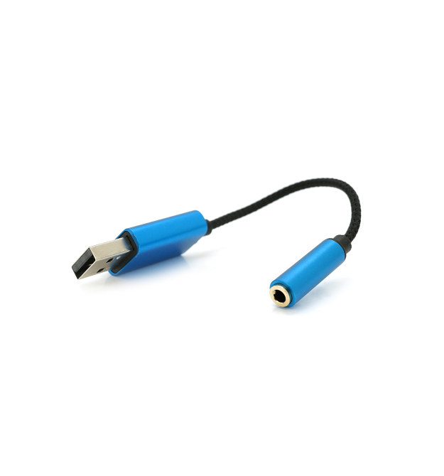 Перехідник для навушників KIN KY-210 USB2.0(M)-Jack3.5(F), Blue, Box