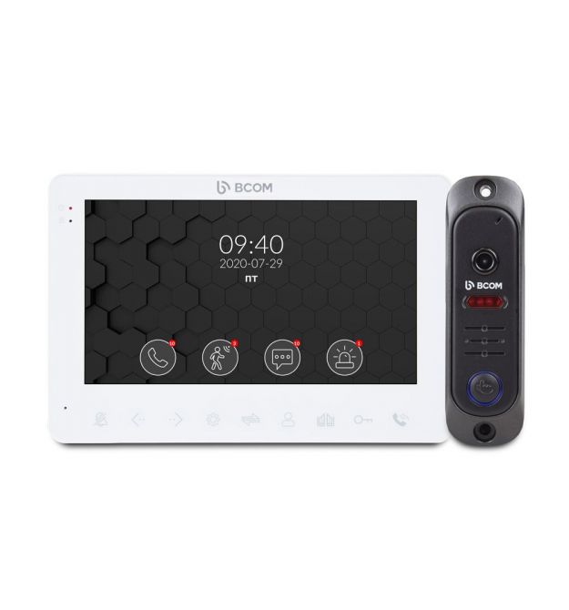 Комплект відеодомофона BCOM BD-780 White Kit: відеодомофон 7" і відеопанель