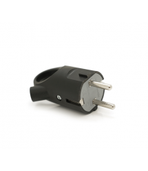 Вилка із заземленням кутова з кільцем, 16A 250V, A112B, Black, Q35