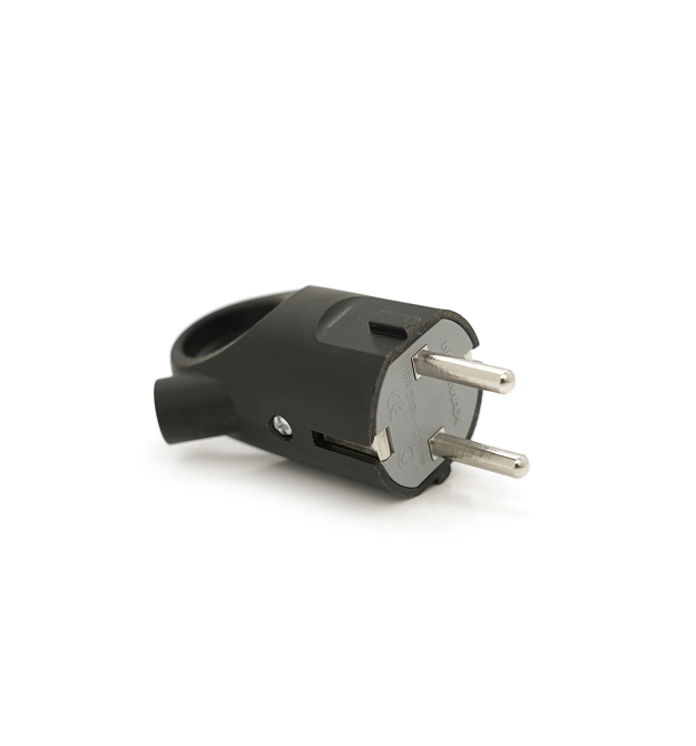 Вилка із заземленням кутова з кільцем, 16A 250V, A112B, Black, Q35