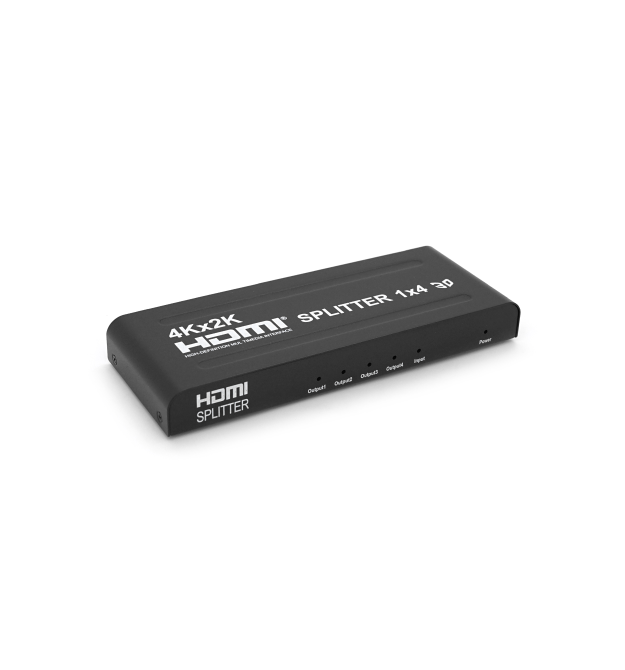 Активний HDMI сплітер 1-4 порти, 4K, 2K, 3D, 1080Р, 1,4 версія, DC5V - 2A, Metal, Box
