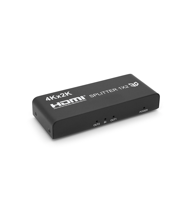 Активний HDMI сплітер 1-2 порти, 4K, 2K, 3D, 1080Р, 1,4 версія, DC5V - 2A, Metal, Box