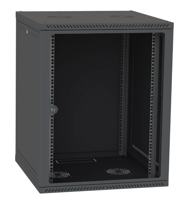 Шкаф телекоммуникационный двери стекло (черный) IPCOM СН-18U 600х600