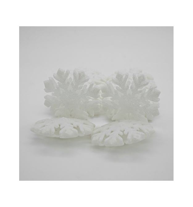 Іграшка на ялинку Сніжинка, 80мм, 10шт в упаковці (ціна за упаковку), Білий, ОЕМ