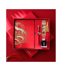 Подарунковий набір HERO Snake ручка перова чорнильна (іридієве перо), блокнот, закладка, чорнильниця, подарункова коробка, черво