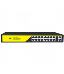 POE комутатор гігабітний Merlion 16 POE 10 - 100 - 1000 + 2 RJ45 10 - 100 - 1000 вбудований блок живлення 52V 4.8A