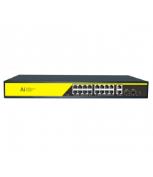 POE комутатор гігабітний Merlion 16 POE + 2 RJ45 + 2 SFP 10 - 100 - 1000 вбудований блок живлення 52V 4.8A