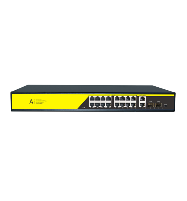 POE комутатор гігабітний Merlion 16 POE + 2 RJ45 + 2 SFP 10 - 100 - 1000 вбудований блок живлення 52V 4.8A