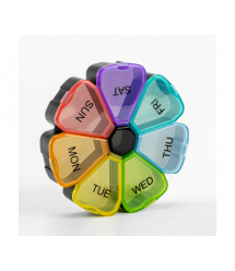 Таблетниця на 14 знімних осередків (різних кольорів), розділені день тижня - час доби, пластик, 19.3*7.4*3.6см, комірки 6.8*3.1*
