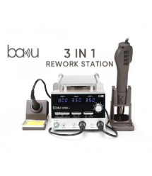 Паяльна станція BAKU BU-909D+, 2у1, цифрова індикація, паяльник - паяльний фен з блоком регулювання, Box