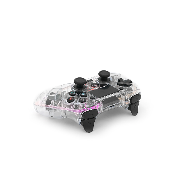 Геймпад Brazzers BR-P05 беспроводной для PS4 - PC - IOS - Android DUAL Motor Vibration, BT4.0, AUX, LED light bar, Transparent,