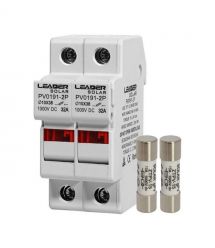 Комплект роз'єднувача та запобіжника 1000V Leader 32A PV0191-2P та 2 шт. 15A BX0234 для сонячних панелей