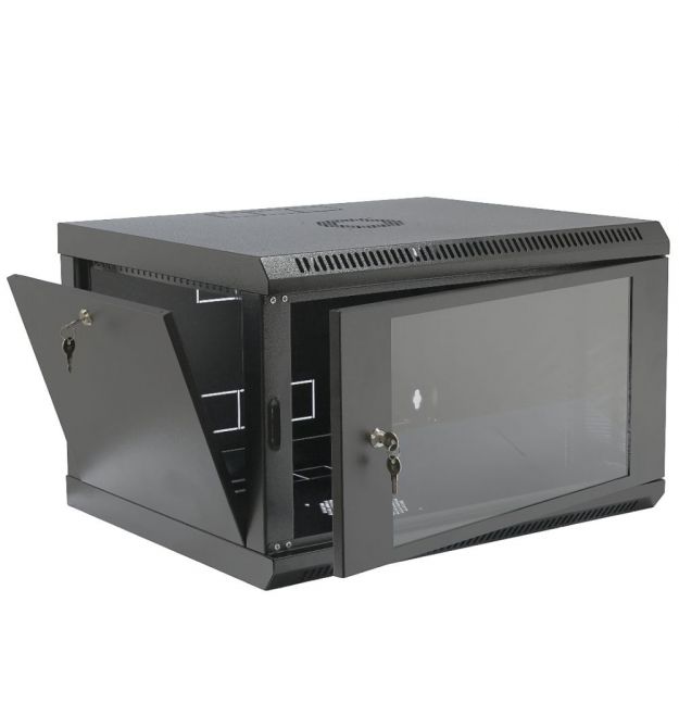 Шкаф 6U, 600х400х373 мм (ШxГxВ), L-type, акриловое стекло, черный