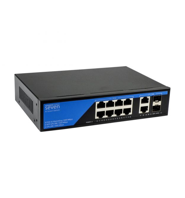 Гигабитный PoE коммутатор (switch) 8 портов SEVEN P-7328FG-2SFP