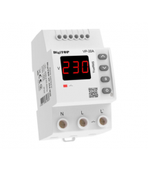 Захисне реле напруги однофазне VP-20AM3R на DIN-рейку, 20А, 4400Вт, 120-270В, тримодульне з індикатором напруги (червоний)