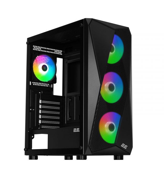 2E Gaming Корпус Aruba G3313W, без БП 1xUSB3.0, 2xUSB2.0, 5x120мм ARGB, VGA 300мм, LCS ready, HUB, TG Side Panel, ATX, чёрный