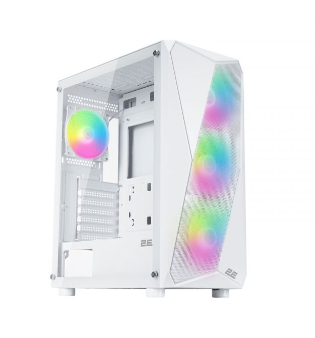 2E Gaming Корпус Aruba G3313W, без БП 1xUSB3.0, 2xUSB2.0, 5x120мм ARGB, VGA 300мм, LCS ready, HUB, TG Side Panel, ATX, белый