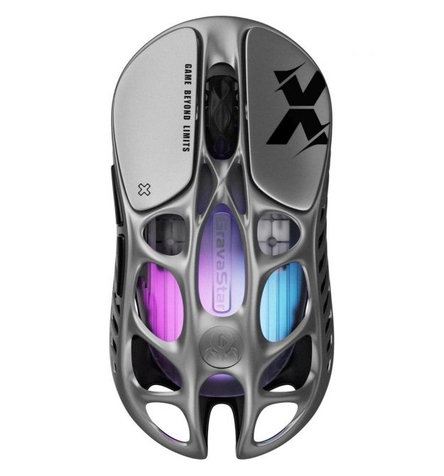 GravaStar Мышь Mercury X, BT/WL/USB-A, RGB, серый