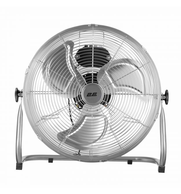 2E Вентилятор напольный профессиональный, 45см, 100Вт, кнопки, двигатель медь 100%, серебристый