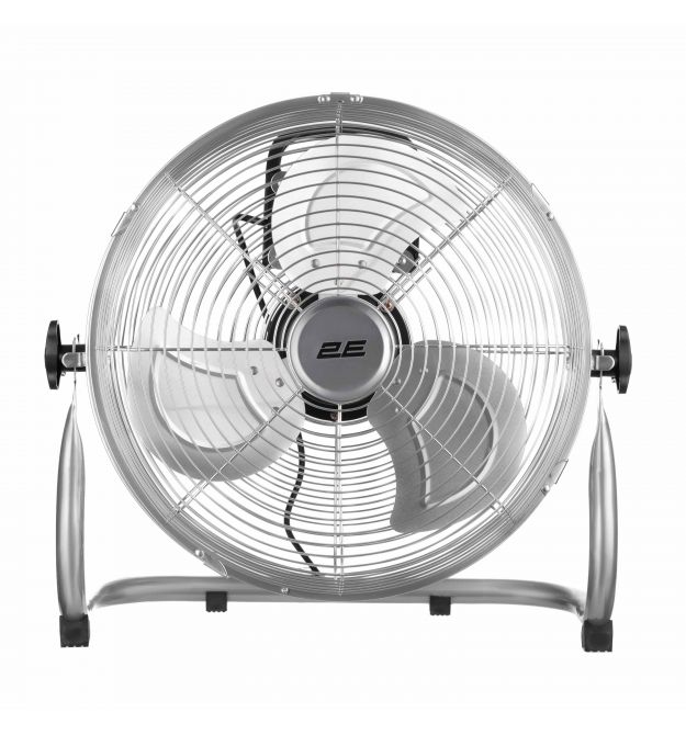 2E Вентилятор напольный профессиональный, 30см, 60Вт, кнопки, двигатель медь 100%, серебристый