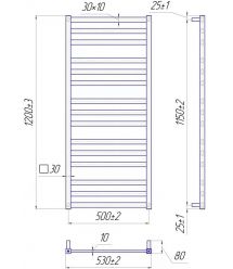 Mario Полотенцесушитель электрический Чикаго, 1200x530x80мм, таймер-регулятор, нерж.сталь, хром