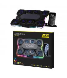 2E Gaming Подставка для ноутбука CPG-012, до 17.3", 1xUSB-C, LCD/semiconductor cooling pad, RGB, чёрный