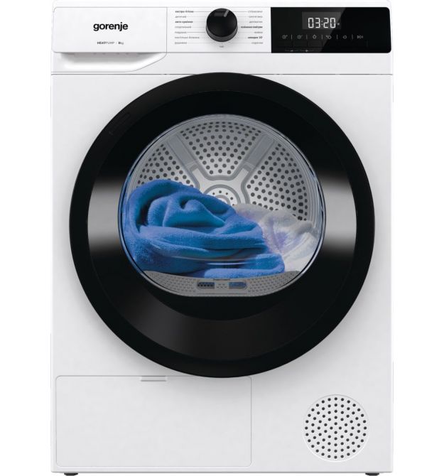 Gorenje Сушильная машина DHNE82/P конденсационная, 8кг, А++, 60см, дисплей, белый